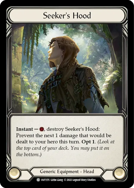 (OUT175) Flesh & Blood TCG Outsiders Single: Seeker's Hood (Cold Foil) Common