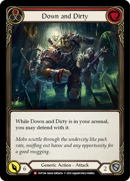 (OUT184) Flesh & Blood TCG Outsiders Single: Down and Dirty (Rainbow Foil) Majestic