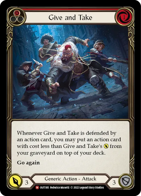 (OUT185) Flesh & Blood TCG Outsiders Single: Give and Take (Rainbow Foil) Majestic