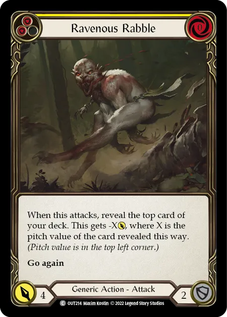 (OUT214) Flesh & Blood TCG Outsiders Single: Ravenous Rabble (Yellow) (Regular) Common