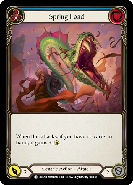 (OUT221) Flesh & Blood TCG Outsiders Single: Spring Load (Blue) (Rainbow Foil) Common