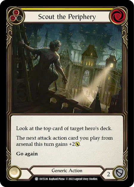 (OUT226) Flesh & Blood TCG Outsiders Single: Scout the Periphery (Yellow) (Rainbow Foil) Common