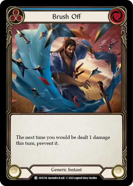 (OUT230) Flesh & Blood TCG Outsiders Single: Brush Off (Blue) (Rainbow Foil) Common