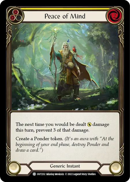(OUT232) Flesh & Blood TCG Outsiders Single: Peace of Mind (Yellow) (Rainbow Foil) Common