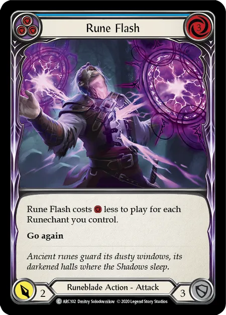 (ARC102) Flesh & Blood TCG Arcane Rising - Unlimited Single: Rune Flash (Blue) (Rainbow Foil) Common
