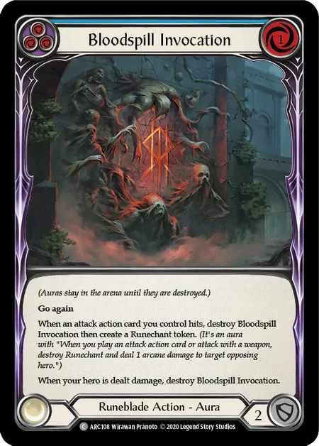 (ARC108) Flesh & Blood TCG Arcane Rising - Unlimited Single: Bloodspill Invocation (Blue) (Rainbow Foil) Common