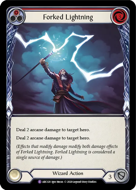(ARC120) Flesh & Blood TCG Arcane Rising - Unlimited Single: Forked Lightning (Rainbow Foil) Super Rare