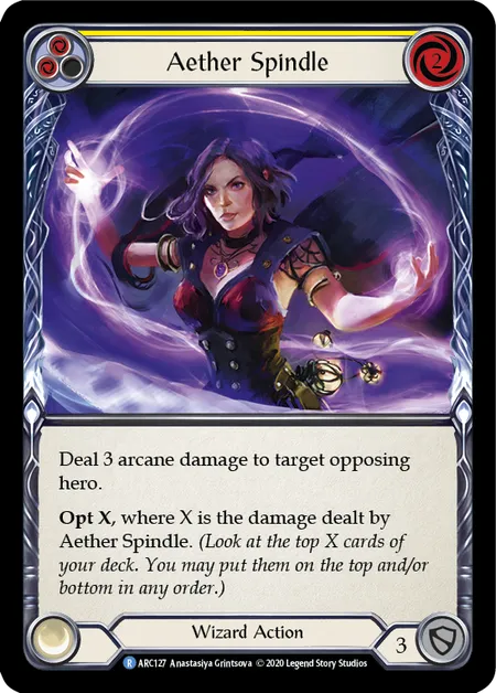 (ARC127) Flesh & Blood TCG Arcane Rising - Unlimited Single: Aether Spindle (Yellow) (Rainbow Foil) Rare