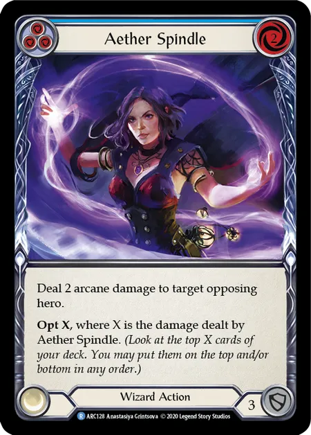 (ARC128) Flesh & Blood TCG Arcane Rising - Unlimited Single: Aether Spindle (Blue) (Rainbow Foil) Rare