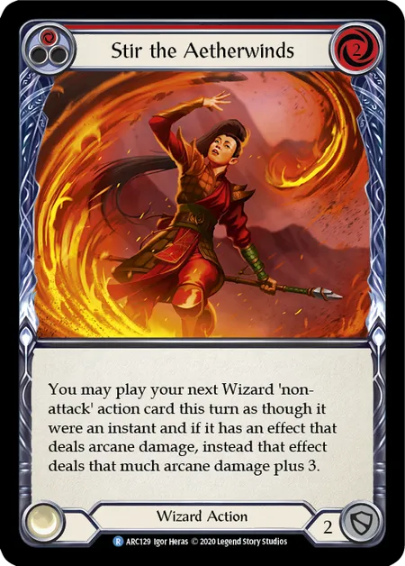 (ARC129) Flesh & Blood TCG Arcane Rising - Unlimited Single: Stir the Aetherwinds (Red) (Rainbow Foil) Rare