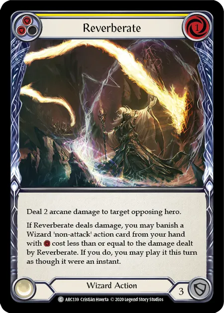 (ARC139) Flesh & Blood TCG Arcane Rising - Unlimited Single: Reverberate (Yellow) (Regular) Common