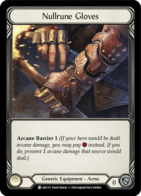 (ARC157) Flesh & Blood TCG Arcane Rising - Unlimited Single: Nullrune Gloves (Regular) Common