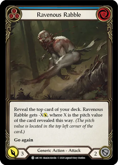 (ARC193) Flesh & Blood TCG Arcane Rising - Unlimited Single: Ravenous Rabble (Blue) (Rainbow Foil) Common