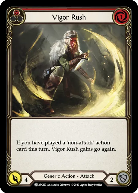 (ARC197) Flesh & Blood TCG Arcane Rising - Unlimited Single: Vigor Rush (Red) (Rainbow Foil) Common