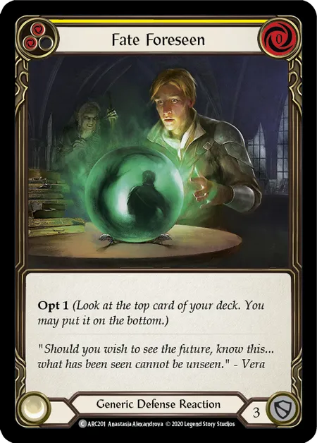 (ARC201) Flesh & Blood TCG Arcane Rising - Unlimited Single: Fate Foreseen (Yellow) (Rainbow Foil) Common
