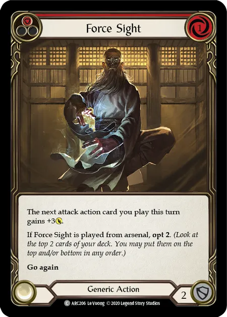 (ARC206) Flesh & Blood TCG Arcane Rising - Unlimited Single: Force Sight (Red) (Rainbow Foil) Common