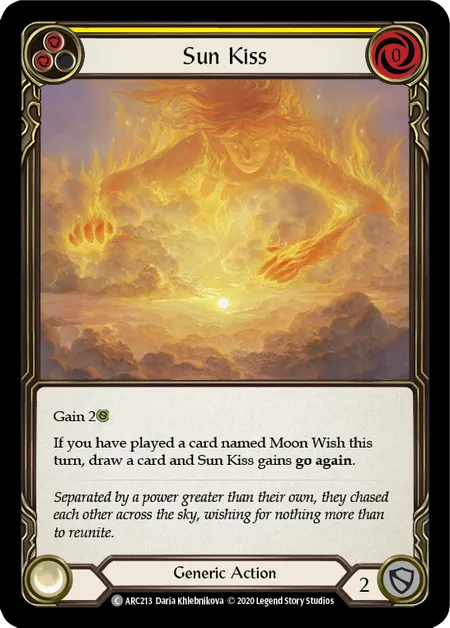 (ARC213) Flesh & Blood TCG Arcane Rising - Unlimited Single: Sun Kiss (Yellow) (Rainbow Foil) Common