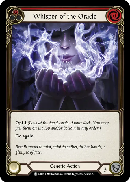 (ARC215) Flesh & Blood TCG Arcane Rising - Unlimited Single: Whisper of the Oracle (Red) (Regular) Common