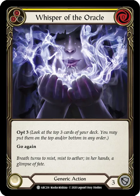 (ARC216) Flesh & Blood TCG Arcane Rising - Unlimited Single: Whisper of the Oracle (Yellow) (Regular) Common