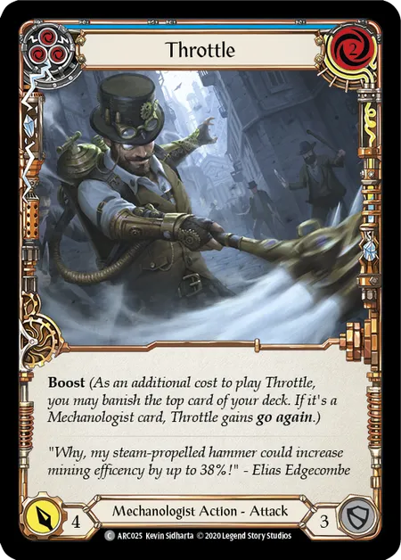 (ARC025) Flesh & Blood TCG Arcane Rising - Unlimited Single: Throttle (Blue) (Regular) Common