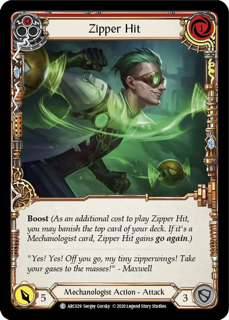 (ARC029) Flesh & Blood TCG Arcane Rising - Unlimited Single: Zipper Hit (Red) (Rainbow Foil) Common