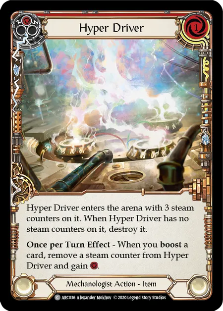 (ARC036) Flesh & Blood TCG Arcane Rising - Unlimited Single: Hyper Driver (Red) (Rainbow Foil) Common