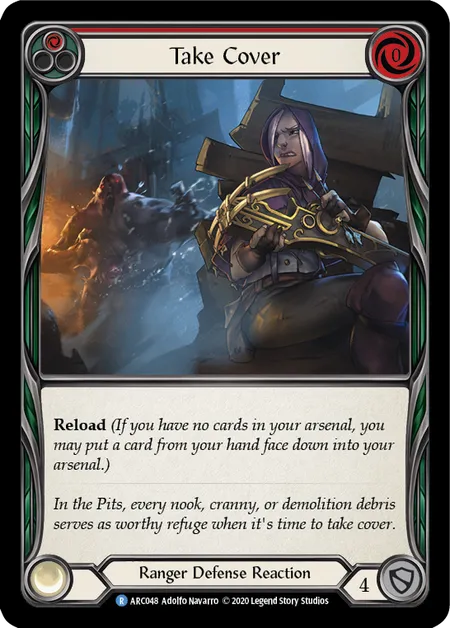 (ARC048) Flesh & Blood TCG Arcane Rising - Unlimited Single: Take Cover (Red) (Rainbow Foil) Rare