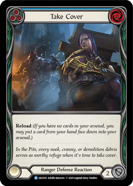 (ARC050) Flesh & Blood TCG Arcane Rising - Unlimited Single: Take Cover (Blue) (Rainbow Foil) Rare