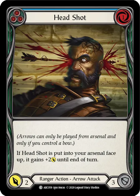 (ARC059) Flesh & Blood TCG Arcane Rising - Unlimited Single: Head Shot (Blue) (Rainbow Foil) Common