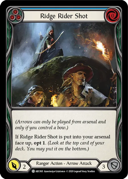 (ARC065) Flesh & Blood TCG Arcane Rising - Unlimited Single: Ridge Rider Shot (Blue) (Rainbow Foil) Common