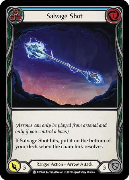 (ARC068) Flesh & Blood TCG Arcane Rising - Unlimited Single: Salvage Shot (Blue) (Rainbow Foil) Common