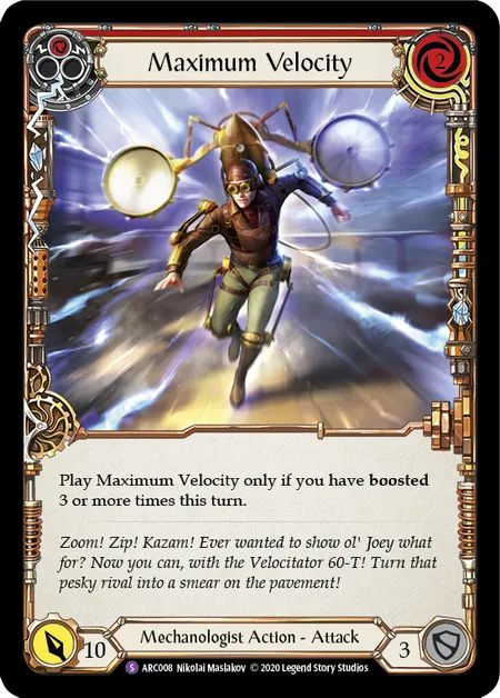 (ARC008) Flesh & Blood TCG Arcane Rising - Unlimited Single: Maximum Velocity (Rainbow Foil) Super Rare