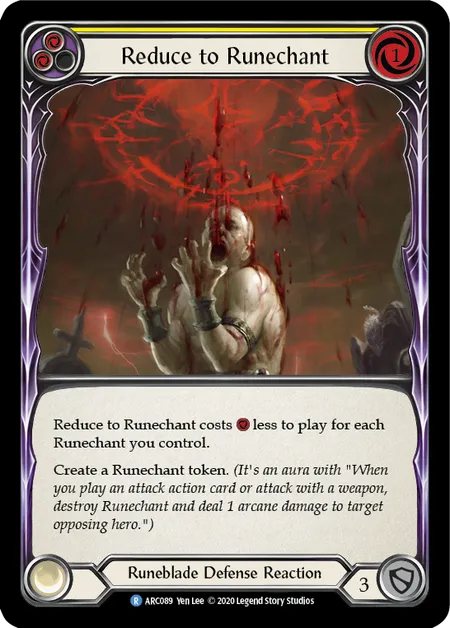 (ARC089) Flesh & Blood TCG Arcane Rising - Unlimited Single: Reduce to Runechant (Yellow) (Rainbow Foil) Rare