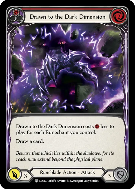 (ARC097) Flesh & Blood TCG Arcane Rising - Unlimited Single: Drawn to the Dark Dimension (Red) (Rainbow Foil) Common