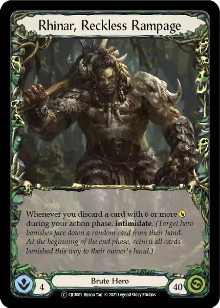 (CRU001) Flesh & Blood TCG Crucible of War - Unlimited Single: Rhinar, Reckless Rampage (Regular) Common