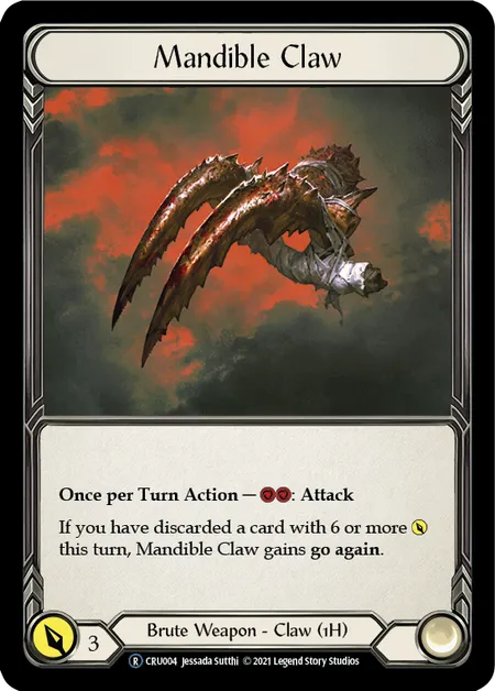 (CRU004) Flesh & Blood TCG Crucible of War - Unlimited Single: Mandible Claw (Regular) Rare
