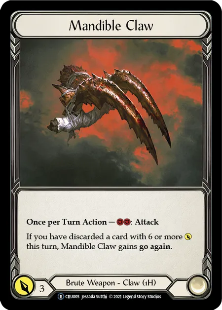 (CRU005) Flesh & Blood TCG Crucible of War - Unlimited Single: Mandible Claw (Rainbow Foil) Rare