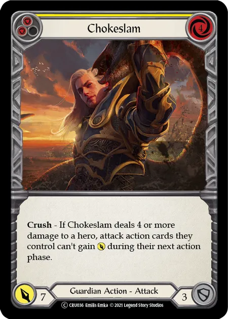 (CRU036) Flesh & Blood TCG Crucible of War - Unlimited Single: Chokeslam (Yellow) (Rainbow Foil) Common
