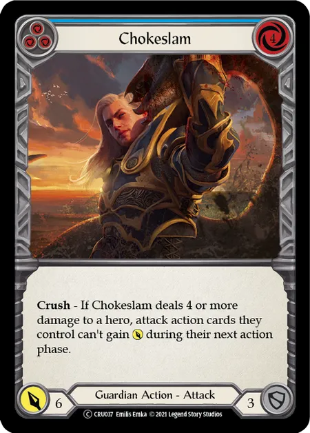 (CRU037) Flesh & Blood TCG Crucible of War - Unlimited Single: Chokeslam (Blue) (Rainbow Foil) Common