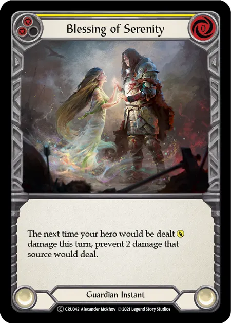 (CRU042) Flesh & Blood TCG Crucible of War - Unlimited Single: Blessing of Serenity (Yellow) (Rainbow Foil) Common