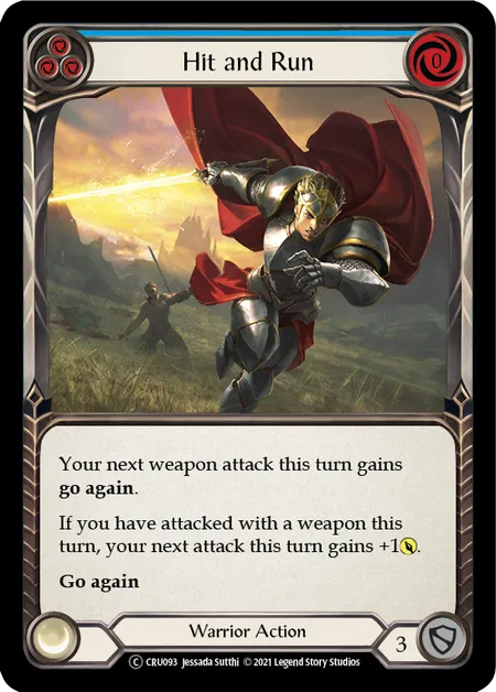 (CRU093) Flesh & Blood TCG Crucible of War - Unlimited Single: Hit and Run (Blue) (Regular) Common