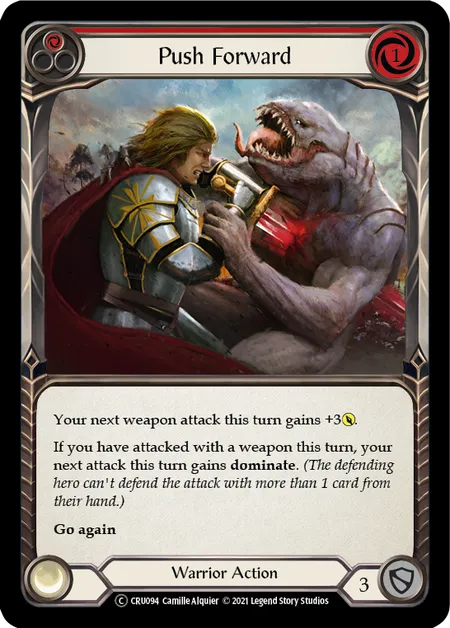 (CRU094) Flesh & Blood TCG Crucible of War - Unlimited Single: Push Forward (Red) (Regular) Common