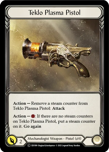 (CRU100) Flesh & Blood TCG Crucible of War - Unlimited Single: Teklo Plasma Pistol (Rainbow Foil) Common
