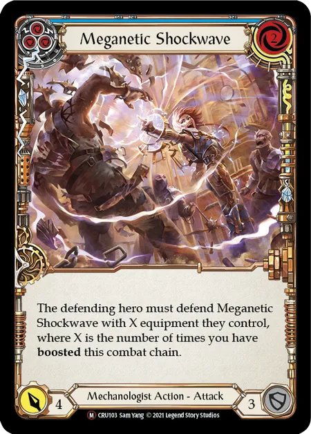 (CRU103) Flesh & Blood TCG Crucible of War - Unlimited Single: Meganetic Shockwave (Rainbow Foil) Majestic