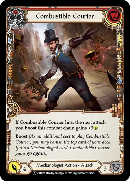 (CRU109) Flesh & Blood TCG Crucible of War - Unlimited Single: Combustible Courier (Red) (Regular) Common