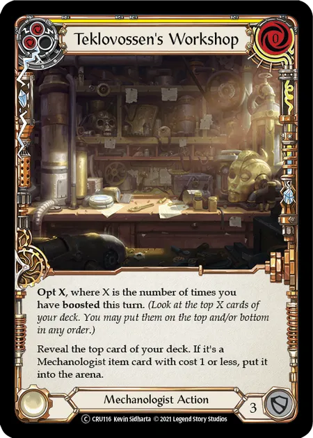 (CRU116) Flesh & Blood TCG Crucible of War - Unlimited Single: Teklovossen's Workshop (Yellow) (Regular) Common