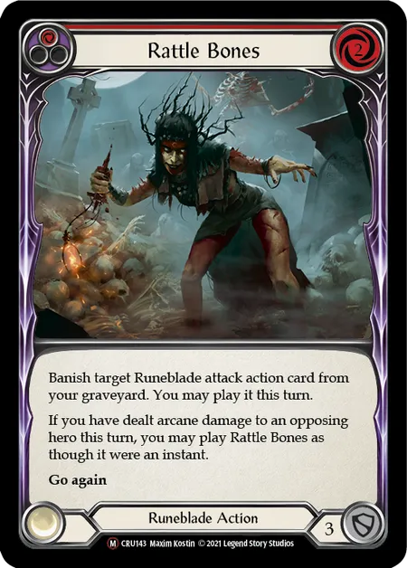 (CRU143) Flesh & Blood TCG Crucible of War - Unlimited Single: Rattle Bones (Rainbow Foil) Majestic