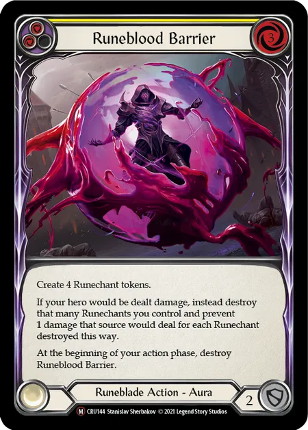 (CRU144) Flesh & Blood TCG Crucible of War - Unlimited Single: Runeblood Barrier (Rainbow Foil) Majestic