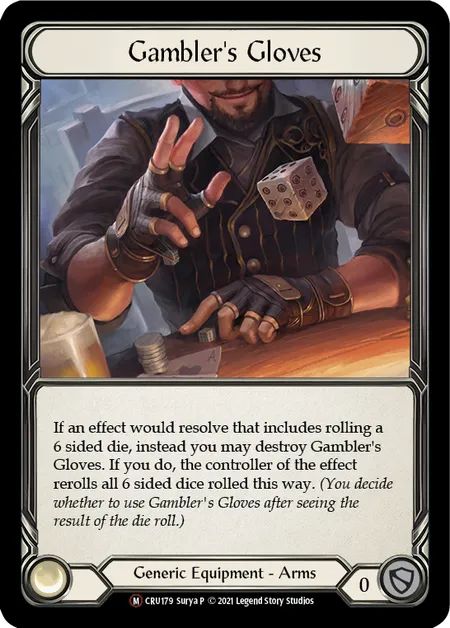 (CRU179) Flesh & Blood TCG Crucible of War - Unlimited Single: Gambler's Gloves (Regular) Majestic