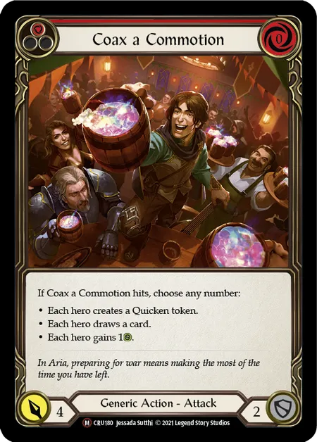 (CRU180) Flesh & Blood TCG Crucible of War - Unlimited Single: Coax a Commotion (Rainbow Foil) Majestic